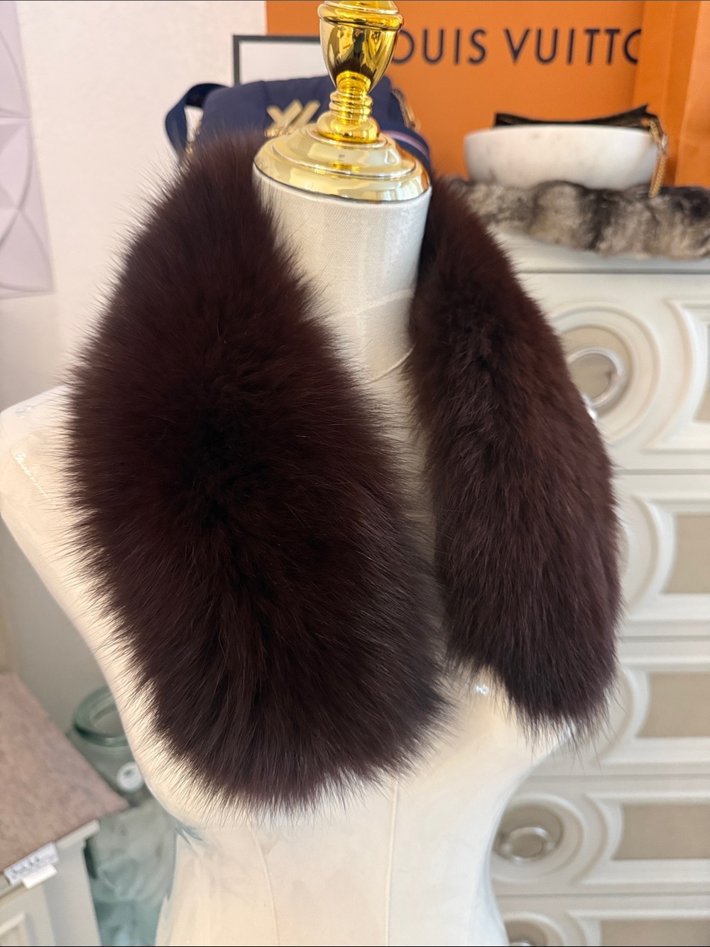 Real Fox  fur clip on scarf